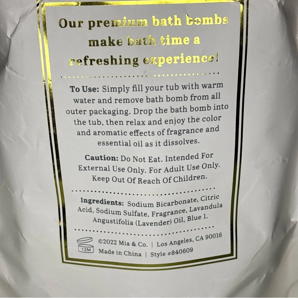 Mia & Co Bath Bomb Set Lavender Essential Oil scent Spa Self Care Gift Idea New